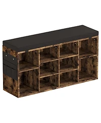 gaomon 41 Inches Shoe Bench with Cushion, Shoe Rack Bench, Ten Cubbies Storage Entryway Bench with Adjustable Shelves