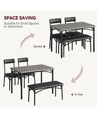 gaomon Dining Table Set for 4, Kitchen Table and Chairs for 4, Rectangular Kitchen Table Set , Dining Room Table Set,Grey