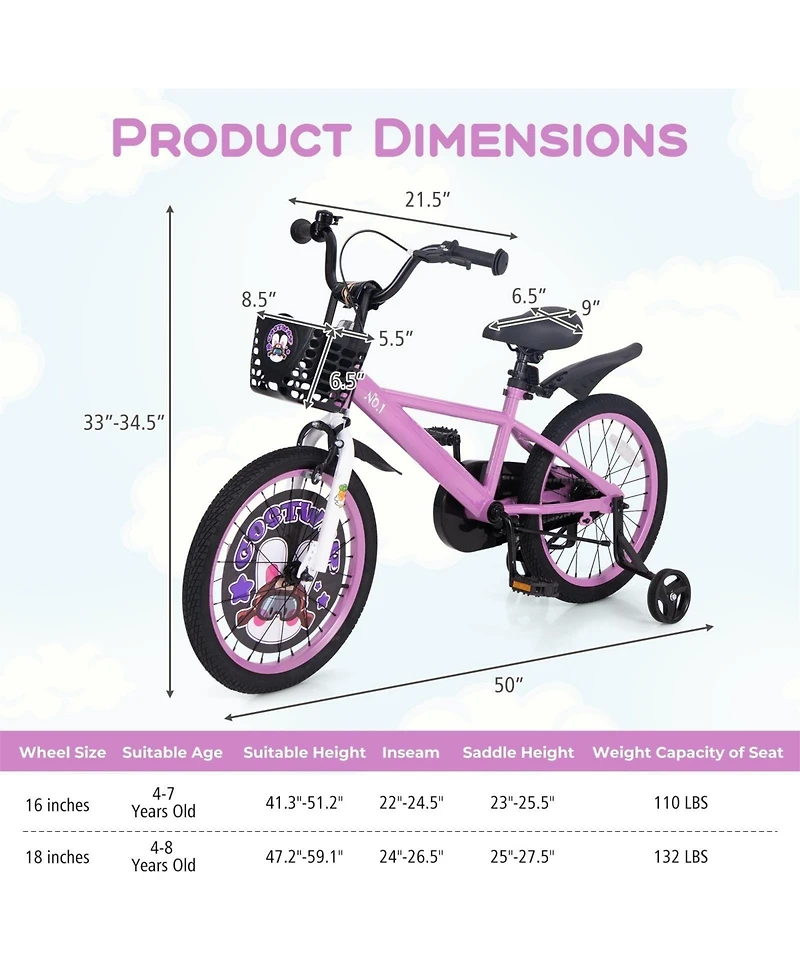 Hongge 16/18 Inch Kids Bike for 4-8 Years Old Sport Bicycle with Adjustable Handlebar and Saddle