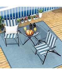 Vebreda 3 Pieces Outdoor Folding Chair Set Portable Folding Chair Set