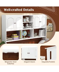 Twin Bed with Bookcase with Shelves and Wooden Slat Support No Box Spring Needed for Living Room Bedroom