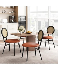 Gaomon Dining Chairs Set of 4, Rattan Kitchen Chairs with Thicken Upholstered, Modern Dining Room Chairs Set of 4,Brown