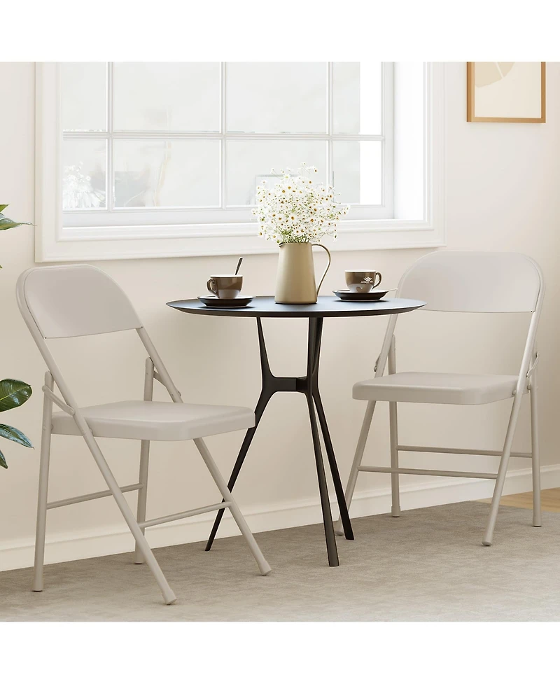 Folding Chairs Set of 2, Foldable Chairs with Metal Frame Hold Up to 350 Pounds
