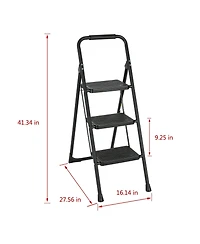 3 Step Ladder Portable Folding Ladder Stool for Adults with Wide Anti-Slip Pedal