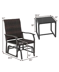 Skonyon 3 Piece Patio Gliding Set with Tempered Glass Coffee Table All Weather