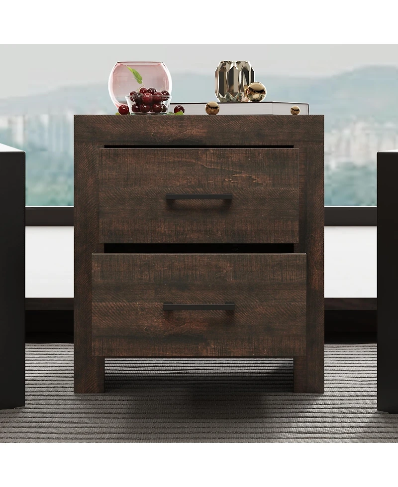 Homsee Brown Wood Accent Storage Dresser Organizer With 2 Drawers