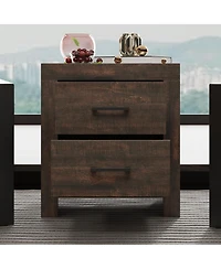 Homsee Brown Wood Accent Storage Dresser Organizer With 2 Drawers