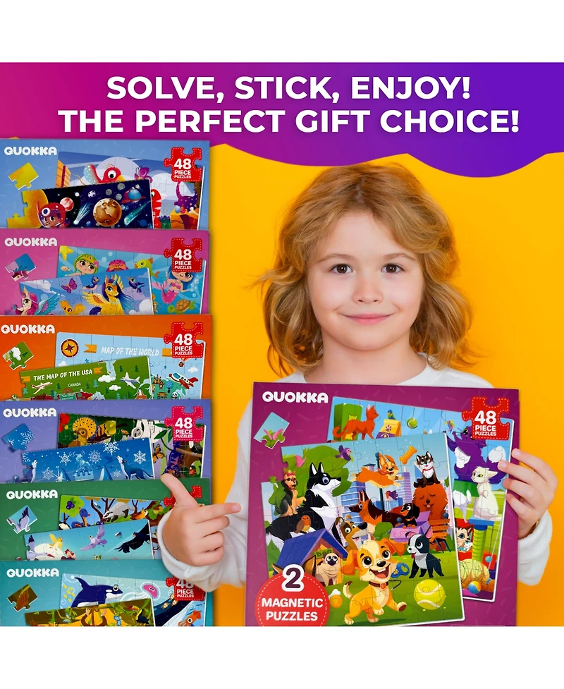 Quokka 2x48 Magnetic Travel Puzzles for Kids Ages 4-6 - Road Trip Activities