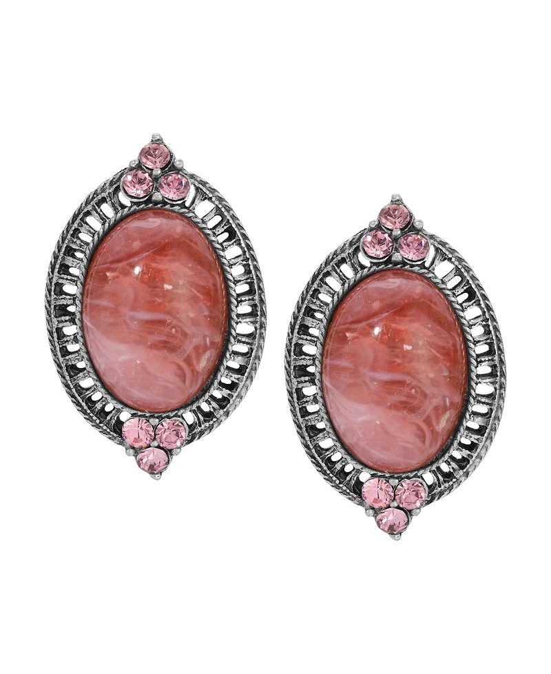 2028 Acrylic Crystal Accent Button Earrings