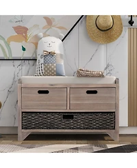 Slickblue Storage Bench with Removable Basket & 2 Drawers Versatile Organization Solution for Any Space