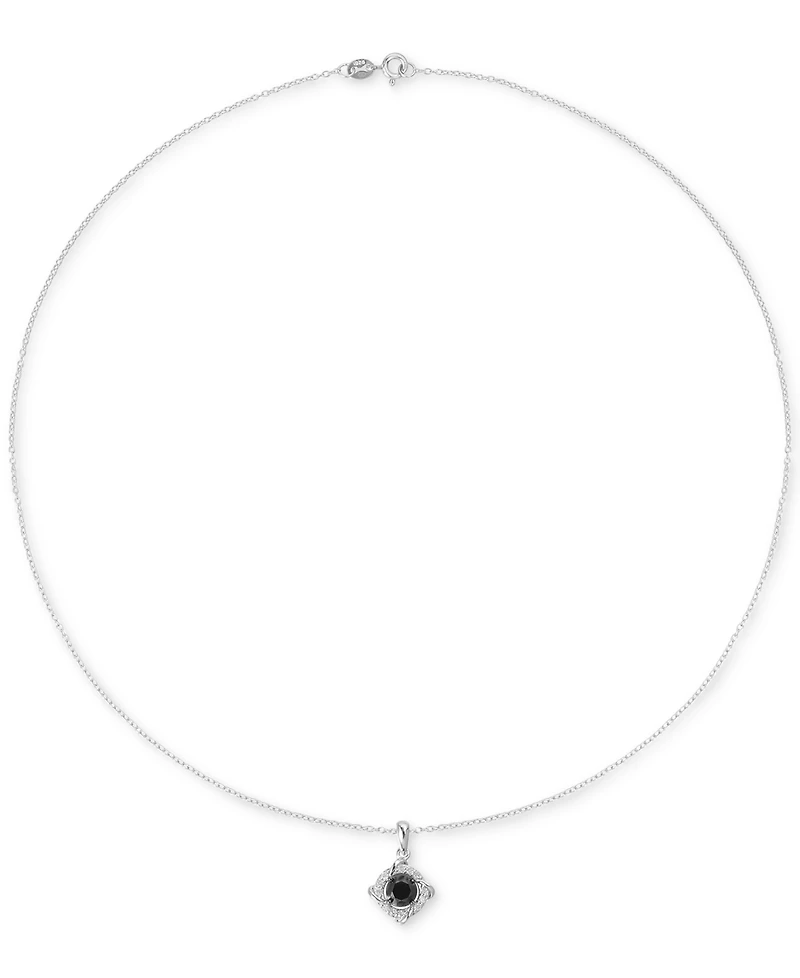Black & White Diamond Love Knot 18" Pendant Necklace (1 ct. t.w.) in Sterling Silver
