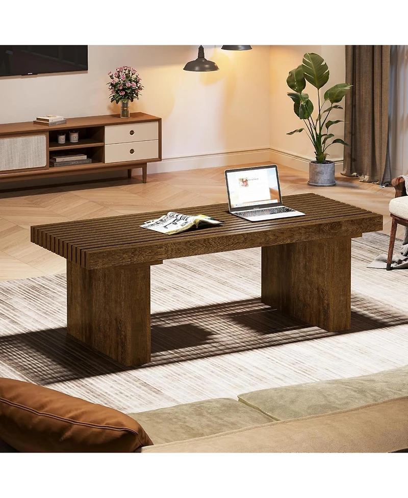 Tribesigns Rectangle Coffee Table: 47.24-Inch Wood Modern Coffee Table Cocktail Table for Living Room, Farmhouse Coffee Table Center Table Tea Table w