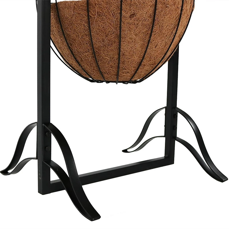 Sunnydaze Decor Hanging Basket Planter Stand with Decorative "Welcome" Sign - 48-Inch Tall