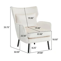 Streamdale Beige Velvet Wingback Accent Chair