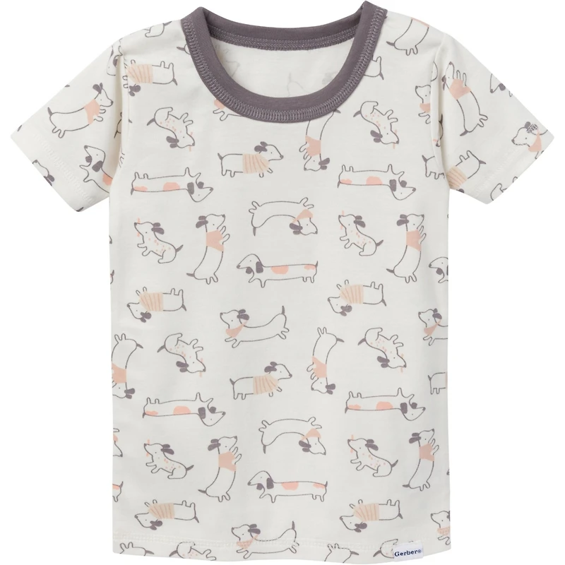 Gerber Baby Girls Top and Shorts Pajama Sets, 4-Piece, Ballet Slippers