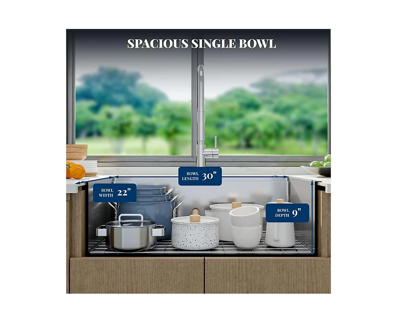 gaomon Kitchen Sink, Inch Brushed Nickel Topmount Kitchen Bar Sink with Single-tier Track, Stainless Steel 16 Guage Single Bowl Kitchen Sinks