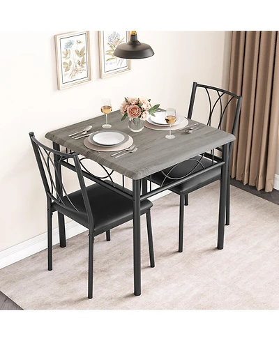 gaomon Dining Table Set for 2, Kitchen Table and Chairs, Square Dining Room Table Set , 3 Piece Dining Table Set , Rustic Grey