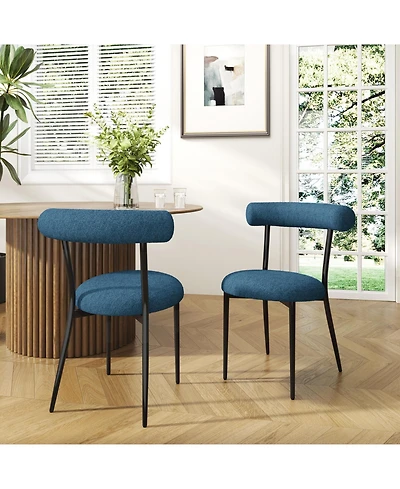 Streamdale Modern Toothpick Dining Chairs with Curved Backrests (Set of 2