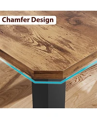 Industrial Dining Table for 68 People, 78.7" Long Kitchen Table, Wood Dining Table