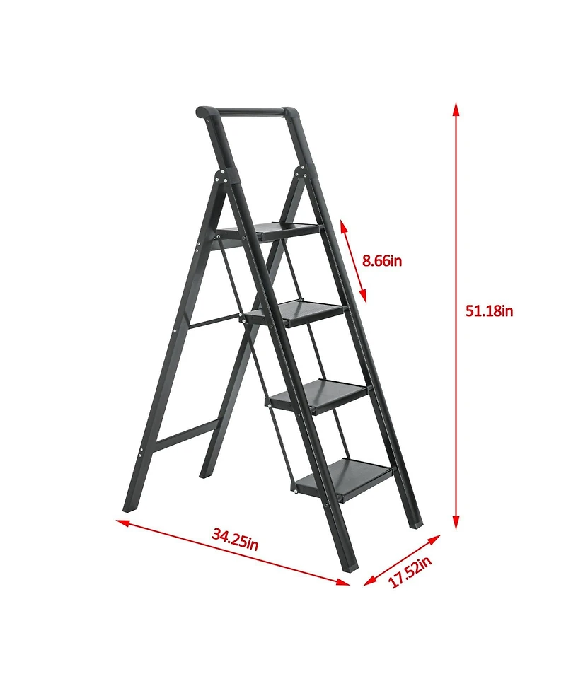 Flynama 4 Step Stool Folding Step Stool with Handrails, Sturdy Step Stool for Adult, Gorilla Ladders 500LBS Capacity Sturdy& Portable Ladder for Home