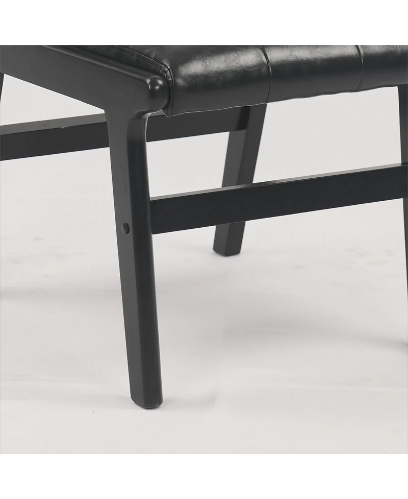 Streamdale Pu Dining Chair Set with Wooden Legs (2)