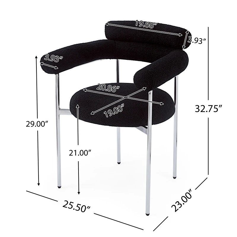 Streamdale Furniture Upholstered Armchair Dining Chairs With Metal Legs (Set of 2),Black