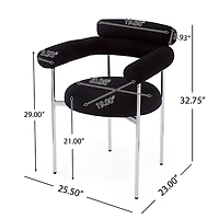 Streamdale Furniture Upholstered Armchair Dining Chairs With Metal Legs (Set of 2),Black