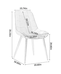 Streamdale Modern Cream White Fabric Dining Chair with Stylish Grid Pattern