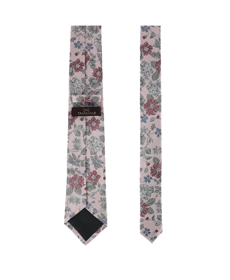 Trafalgar Men's Nico Subtle Vine and Flower Patterned Silk Necktie