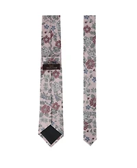 Trafalgar Men's Nico Subtle Vine and Flower Patterned Silk Necktie