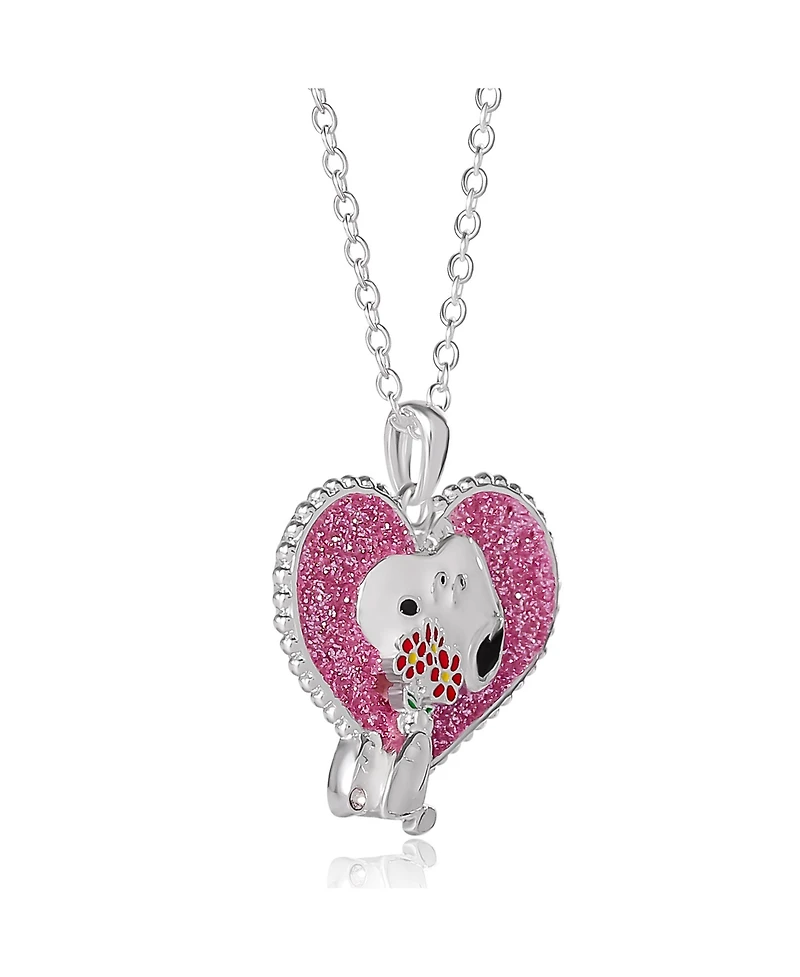 Peanuts Snoopy Heart Flowers Valentine's Day Pendant