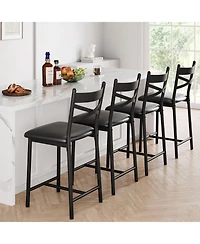 gaomon Bar Stools Set of 4, Kitchen Barstools with Footrest and Back, Pu Leather Counter Height Bar Stools with Footrest