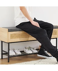 gaomon Natural Rattan 40in Storage Chest, Storage Bench Organizer for Entryway, Rectangular Bench Storage Rack