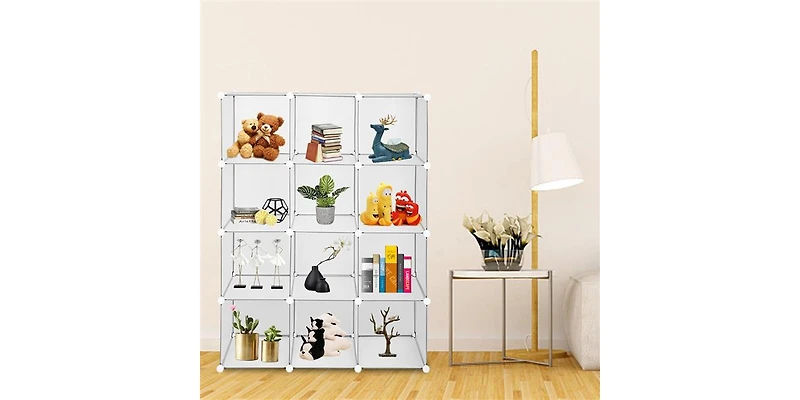 Slickblue 12-Cube Storage Organizer - Versatile Bookshelf and Closet Organizer for Home or Office
