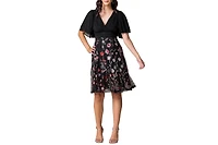 Kiyonna Women's Lillian Embroidered Mesh Midi Cocktail Dress