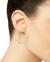 Macy's Diamond-Cut Hoop Earrings in 14k Two-Tone Gold (1-3/8")