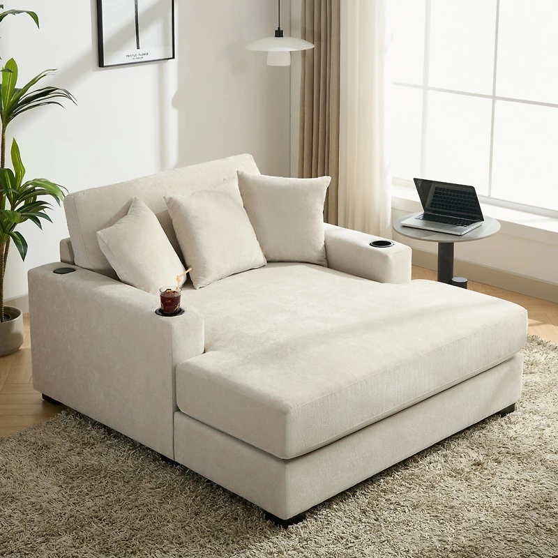 Streamdale 55" Chaise Lounge Sofa with Amenities