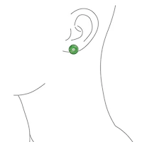 Bling Jewelry Round Disc Cz Accent Green Dyed Jade Clip On Earrings Sterling Silver Non Pierced