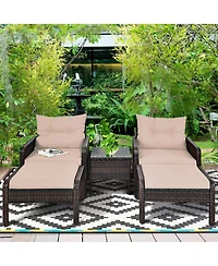 Sugift 5 Pcs Patio Rattan Wicker Sofa Furniture Set