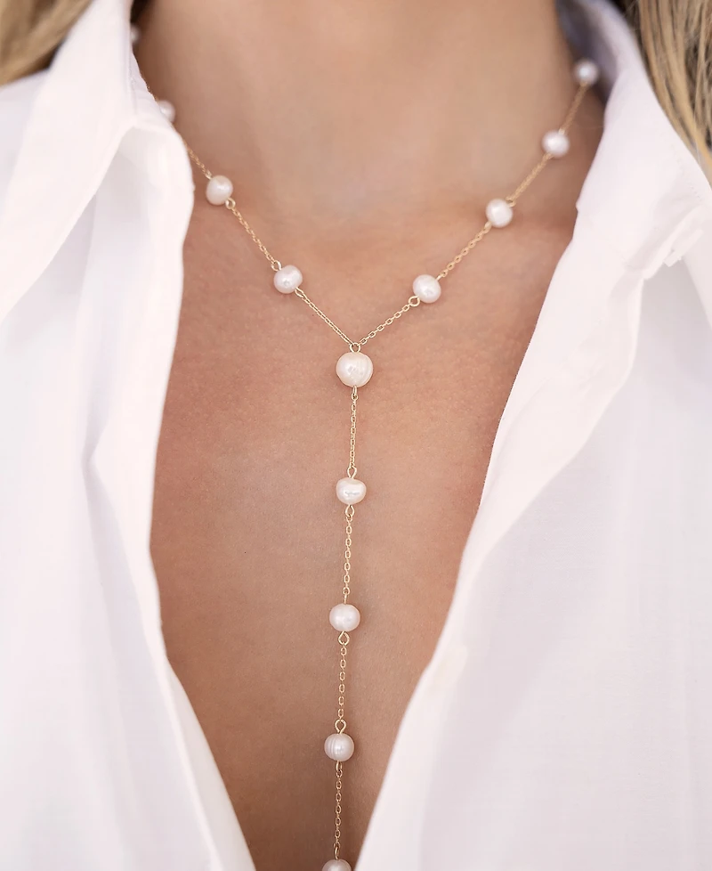 Ettika Dripping Mother of Pearl Lariat Necklace