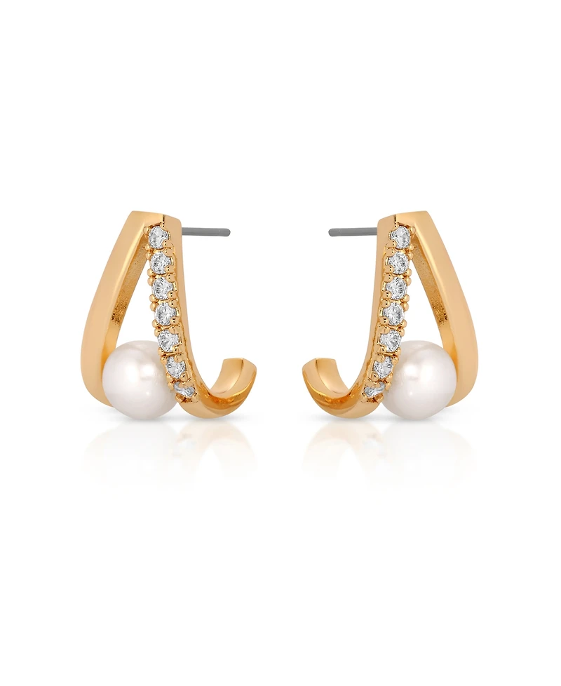 Ettika Pave and Mother of Pearl Drop Earrings