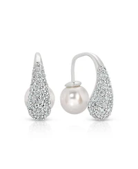 Ettika Hooked Pave and Mother of Pearl Drop Earrings
