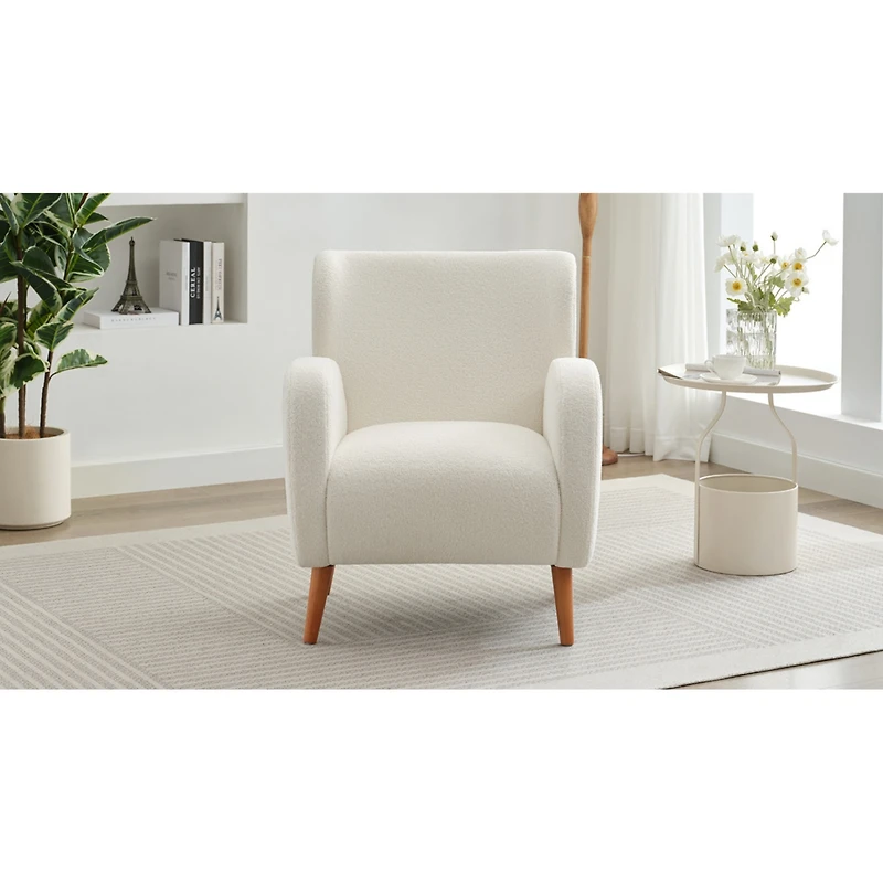 Streamdale Modern Wingback Lounge Chair with Soft Fabric and Wood Legs