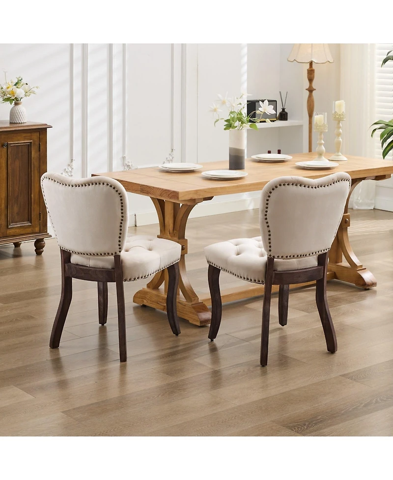 Streamdale Vintage Upholstered Dining Chair, Set of 2, Beige