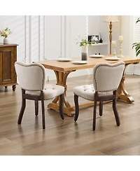 Streamdale Vintage Upholstered Dining Chair, Set of 2, Beige