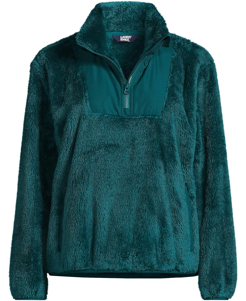 Lands' End Women's Half Zip Cozy High Pile Fleece Pullover