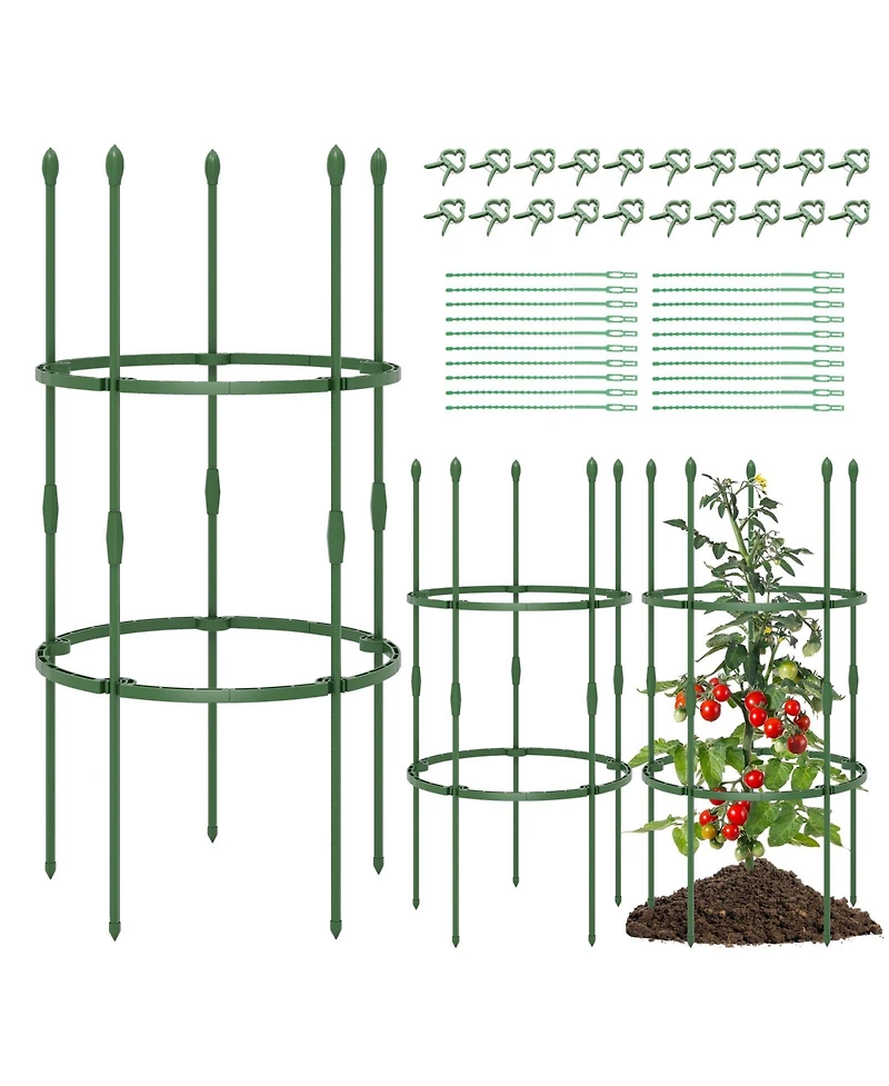 Sugift 3-Pack Garden Trellis 60 Inch Tall Plant Support Stands with Clips and Ties-s