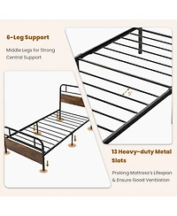 Sugift Twin Size Bed Frame with Industrial Headboard