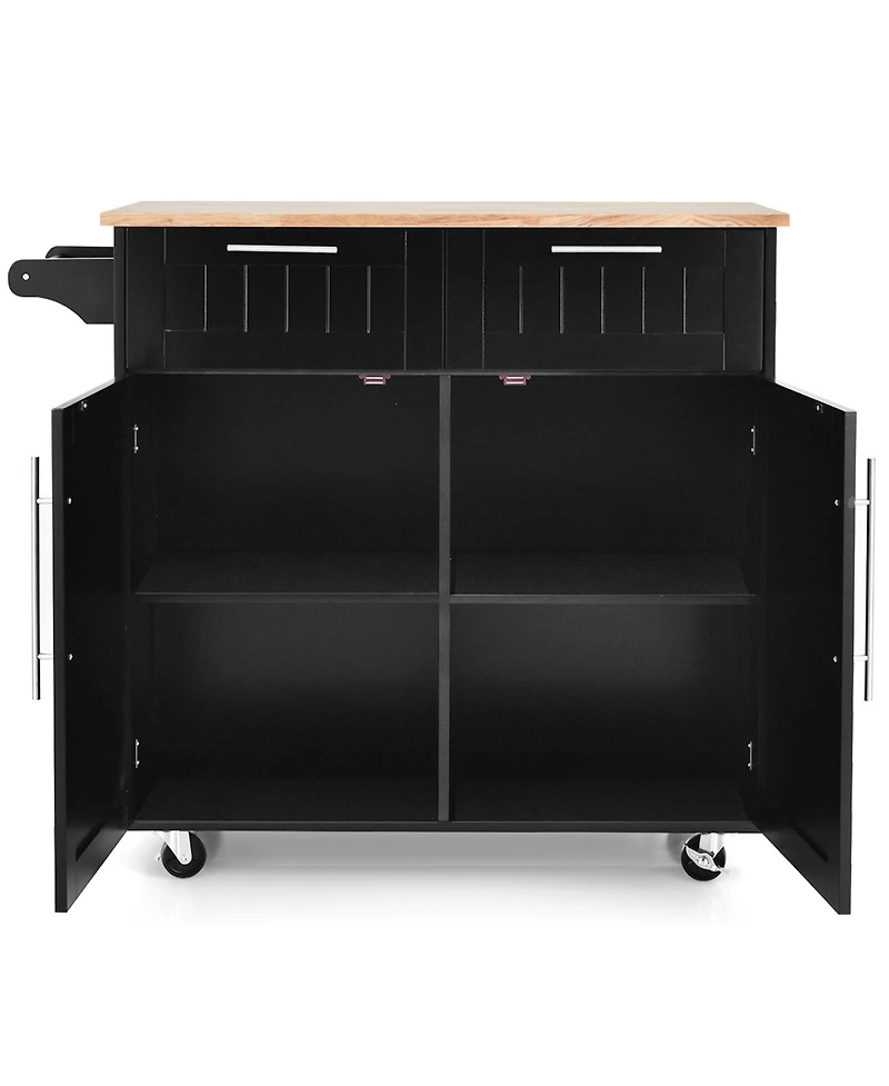 Sugift Heavy Duty Rolling Kitchen Cart with Tower Holder and Drawer-Black