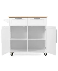 Sugift Heavy Duty Rolling Kitchen Cart with Tower Holder and Drawer-White
